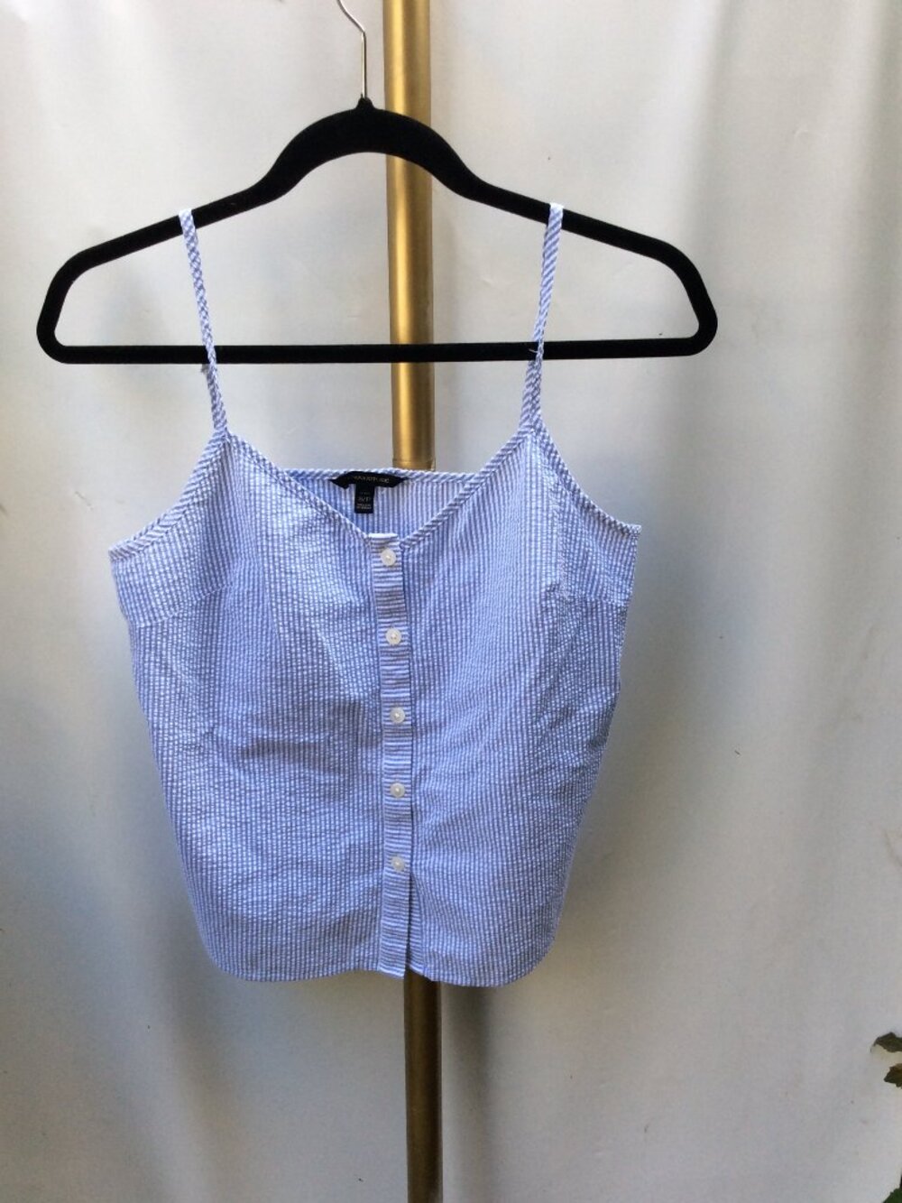 Blue White Striped Button Front Cami Tank Top Size S
